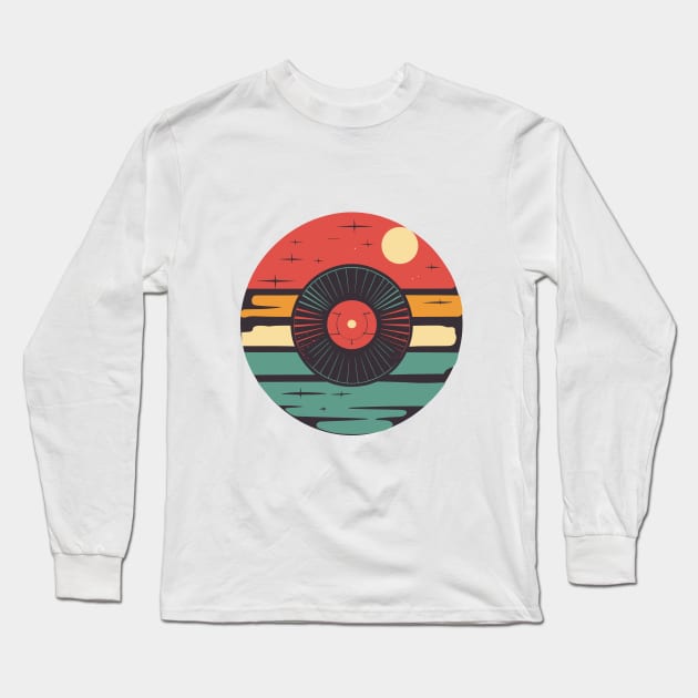Music Disk with Floral Design with sunset background Long Sleeve T-Shirt by A Floral Letter Capital letter A | Monogram, Sticker